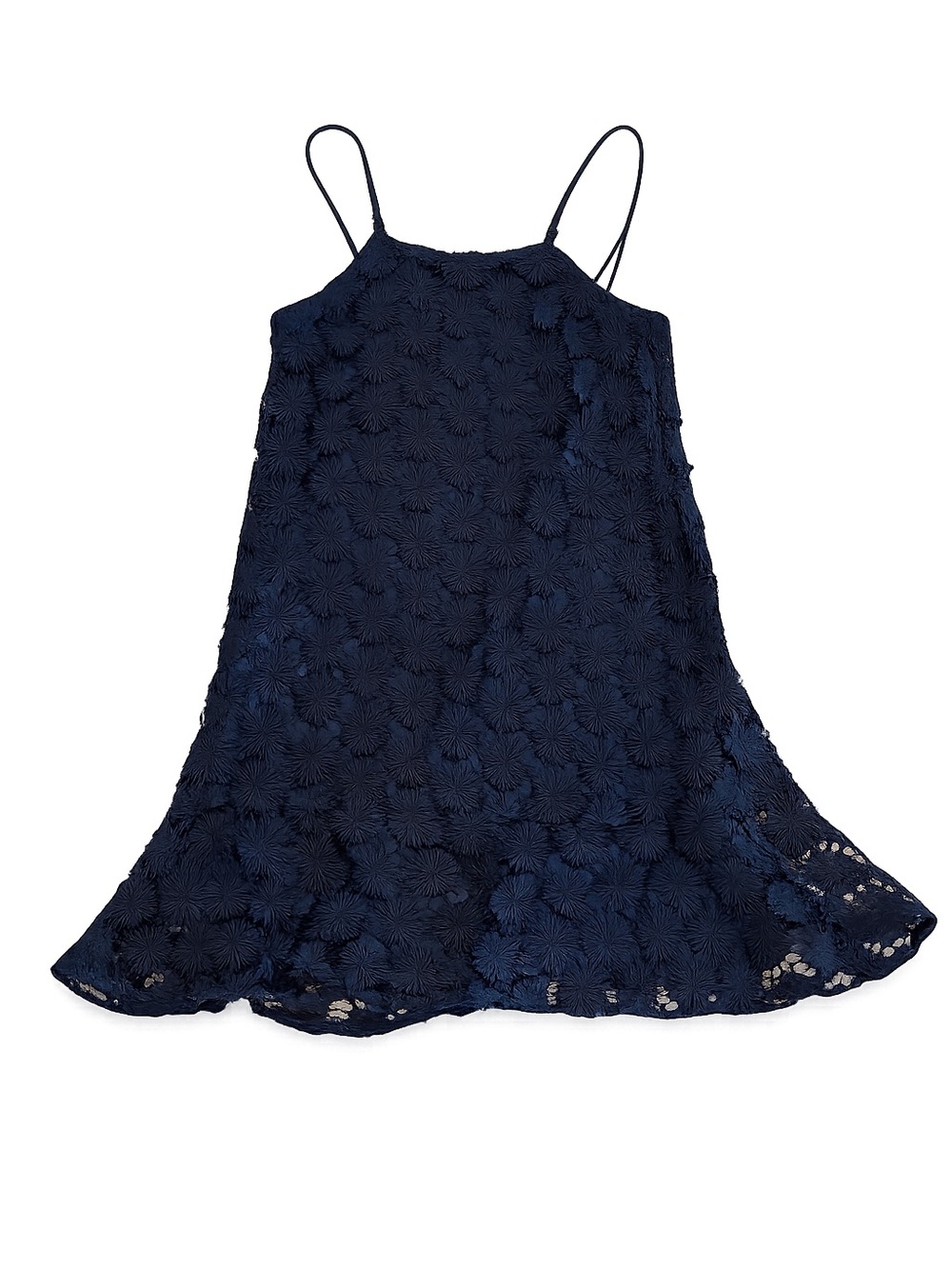 Trina Turk Navy Blue Floral Crochet Lace Cocktail Dress Size M Sleeveless